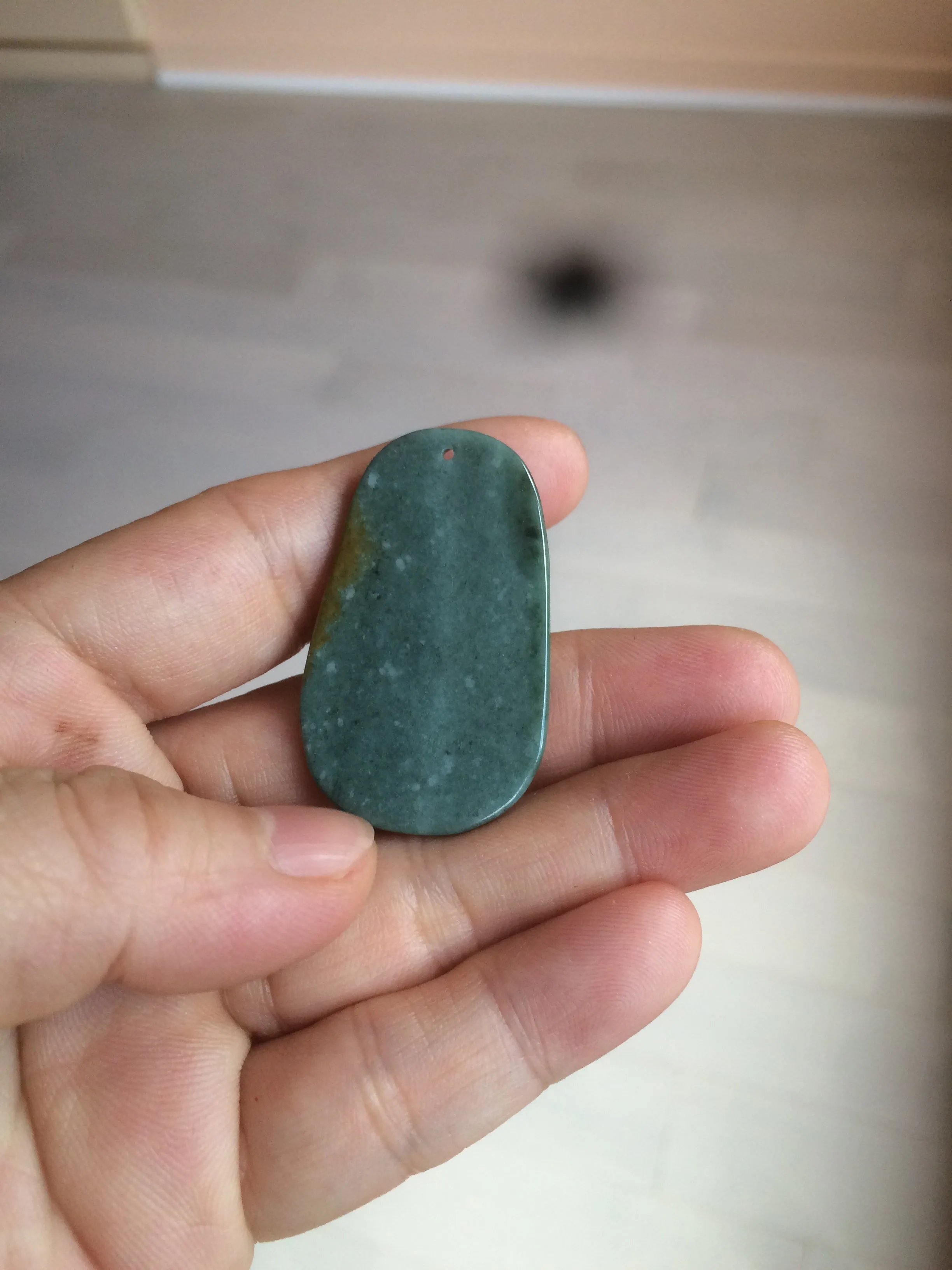 100% natural green/blue/gray/yellow Guatemala jadeite jade landscape(山水) pendant AQ74