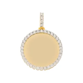 10K GOLD ROUND DIAMOND CIRCLE PICTURE PENDANT 0.96 CT