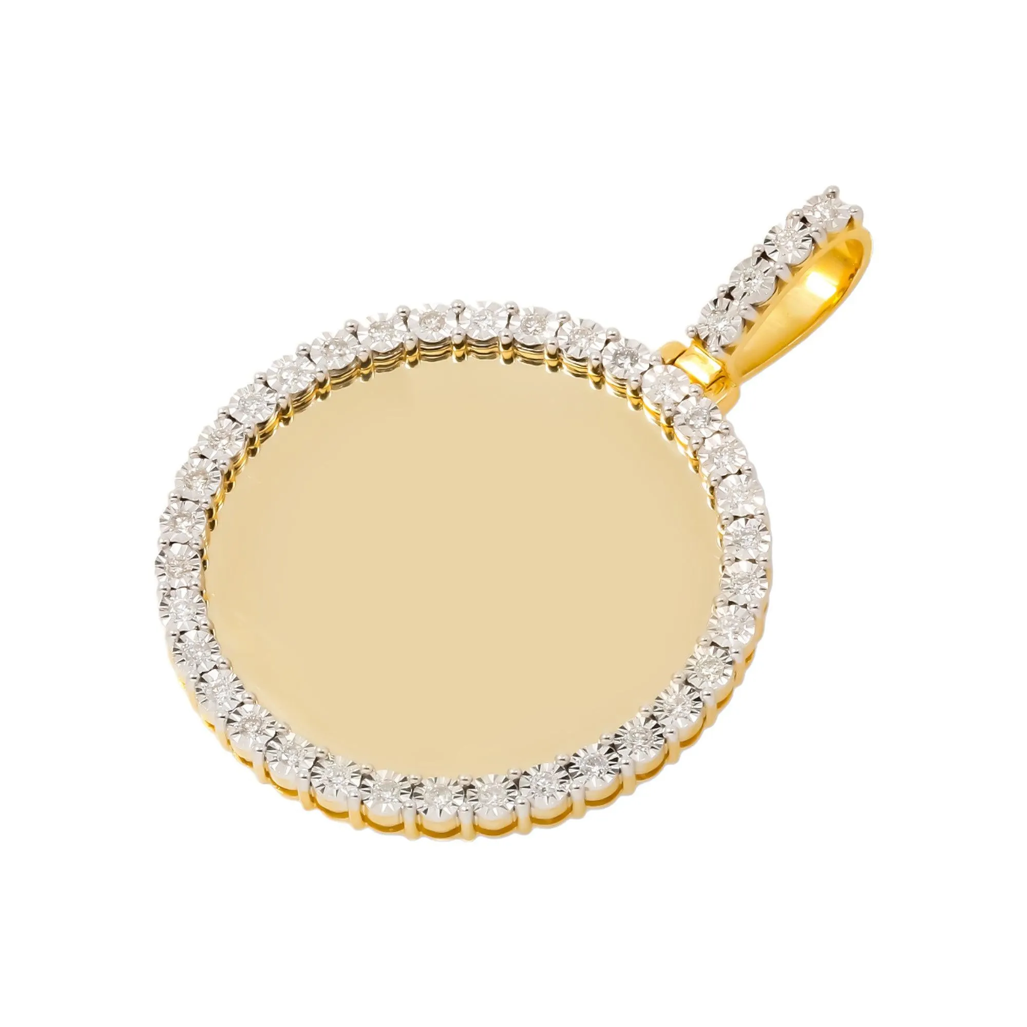 10K GOLD ROUND DIAMOND CIRCLE PICTURE PENDANT 0.96 CT