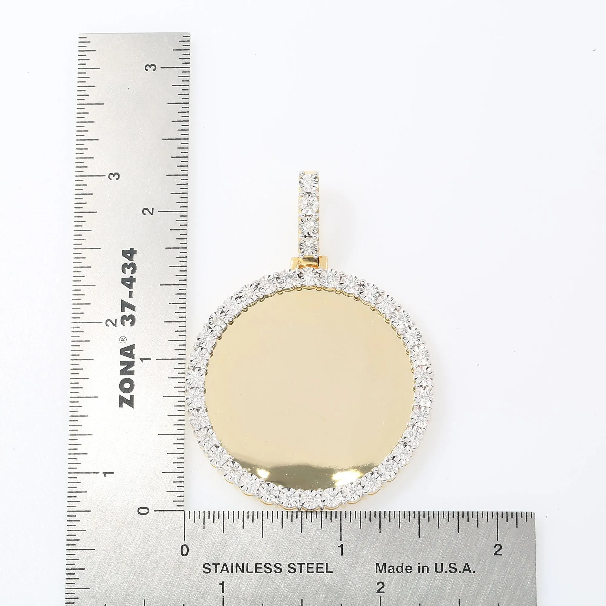 10K GOLD ROUND DIAMOND CIRCLE PICTURE PENDANT 0.96 CT