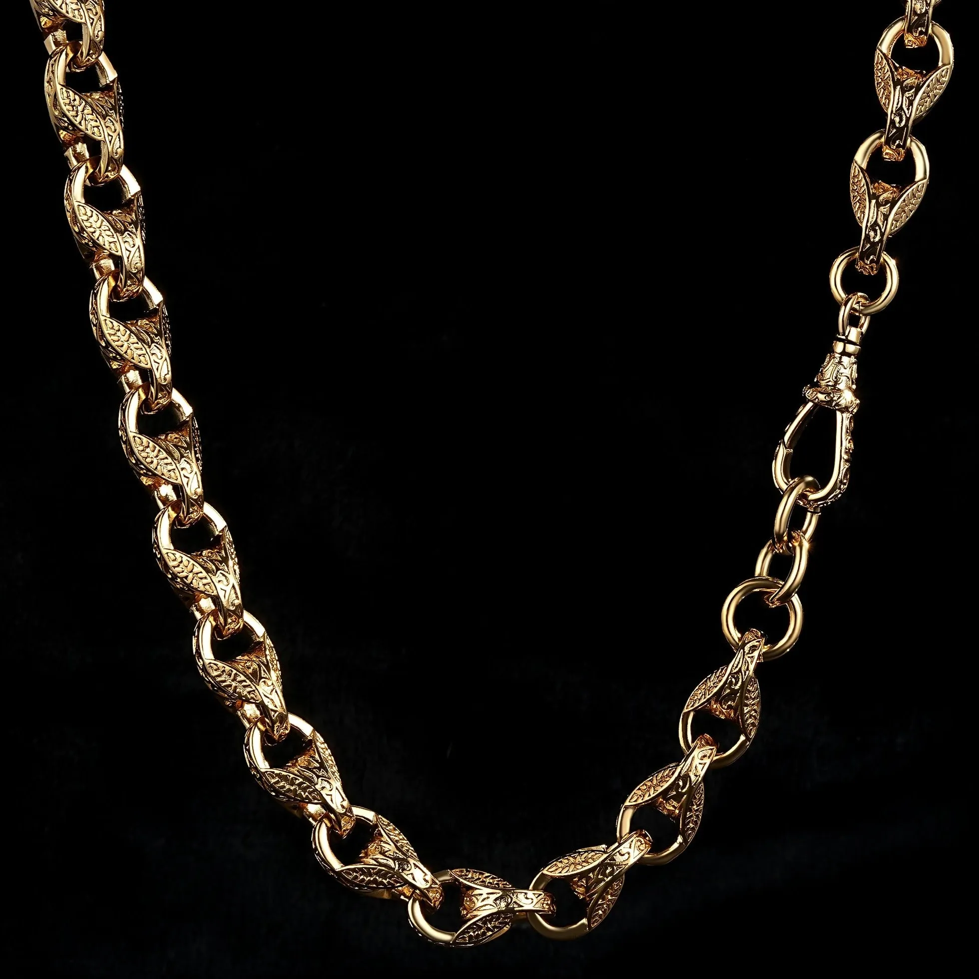 15mm Gold Filled Bonded Tulip Chain with Albert Clasp 28 Inch