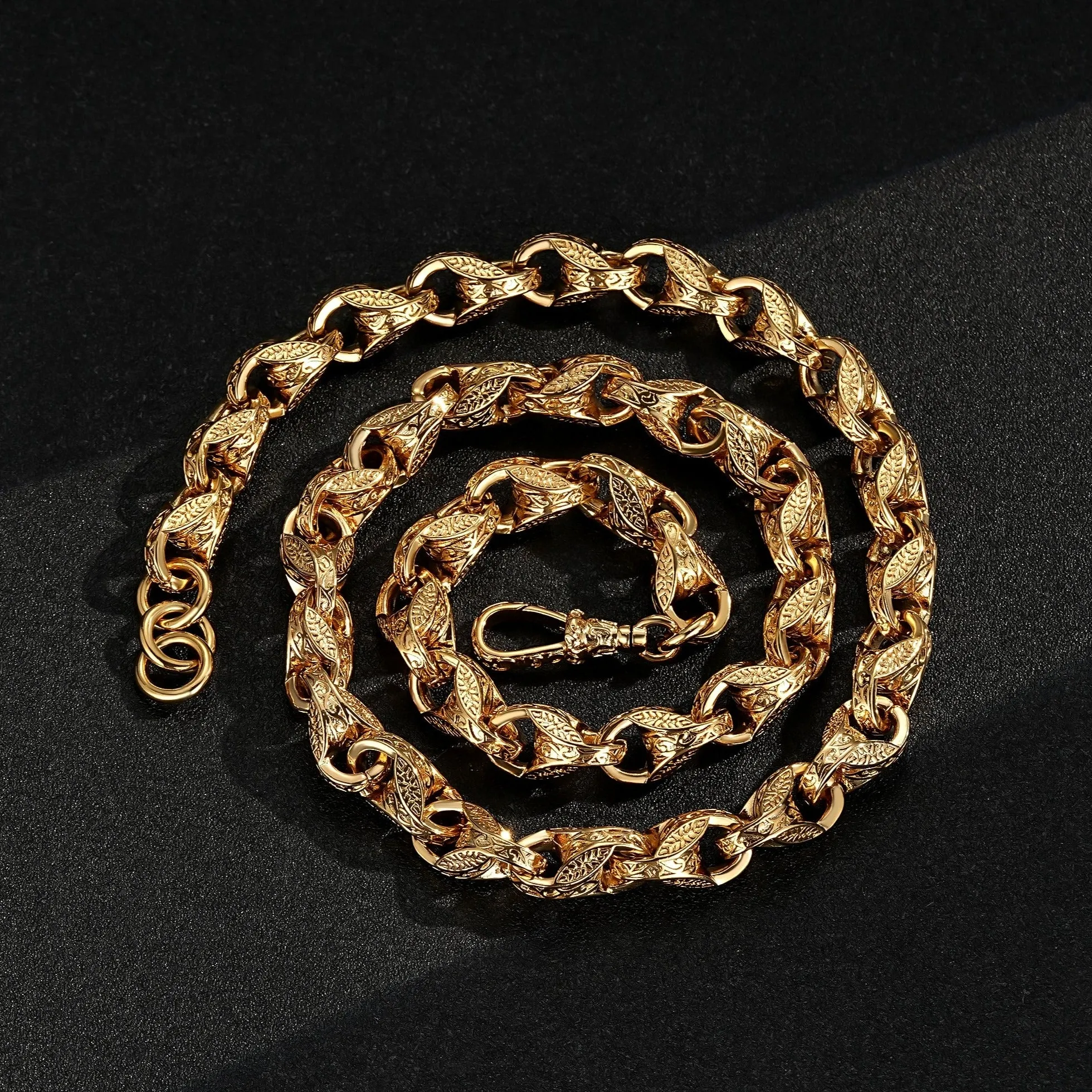 15mm Gold Filled Bonded Tulip Chain with Albert Clasp 28 Inch