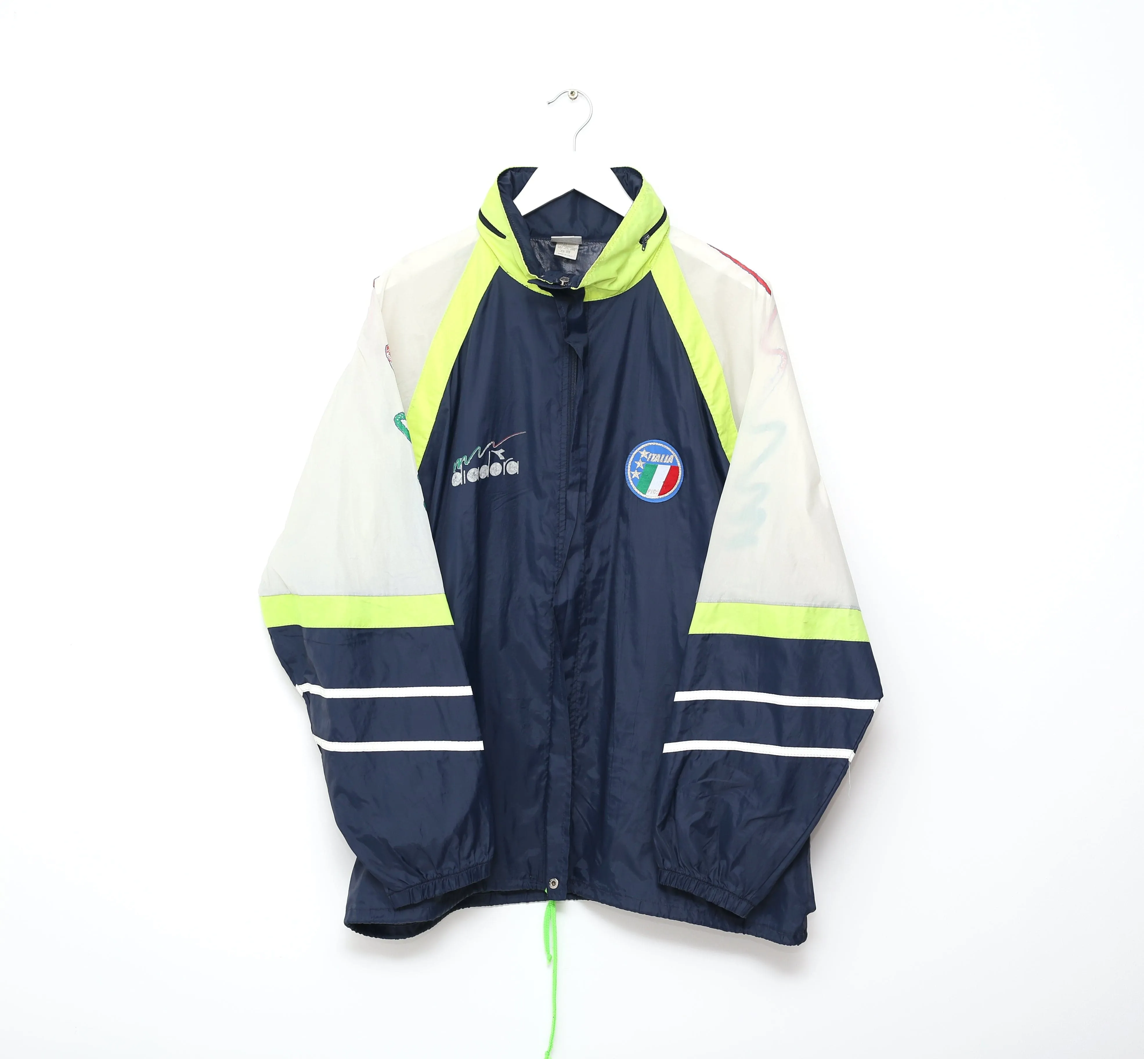 1990/92 ITALY Vintage Diadora Rain Coat Jacket Windbreaker (XL)