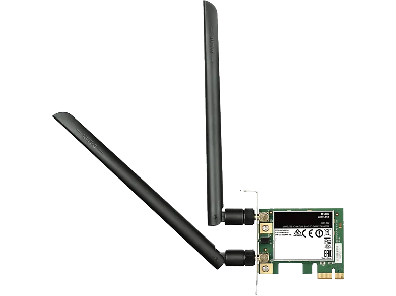 Adaptador Wi-Fi - D-Link DWA-582, WiFi AC1200 PCI-Express, Antenas Alta Ganancia, Compatible Windows, Linux, Negro