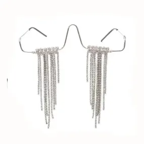 Aesthetic Tassel Frame Half Metal Rhinestone No Glasses