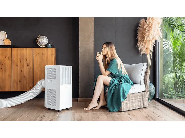 Aire acondicionado portátil - Cecotec ForceClima 12650 Style Heating, 3000 fg/h, 28 m², 5 modos, Deshumidificador, Bomba de calor, Mando, White