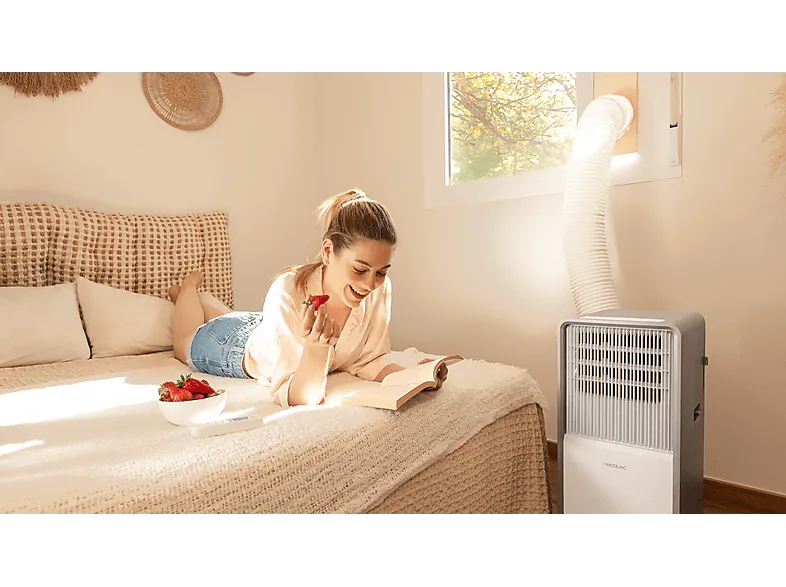 Aire acondicionado portátil - Cecotec ForceClima 12650 Style Heating, 3000 fg/h, 28 m², 5 modos, Deshumidificador, Bomba de calor, Mando, White