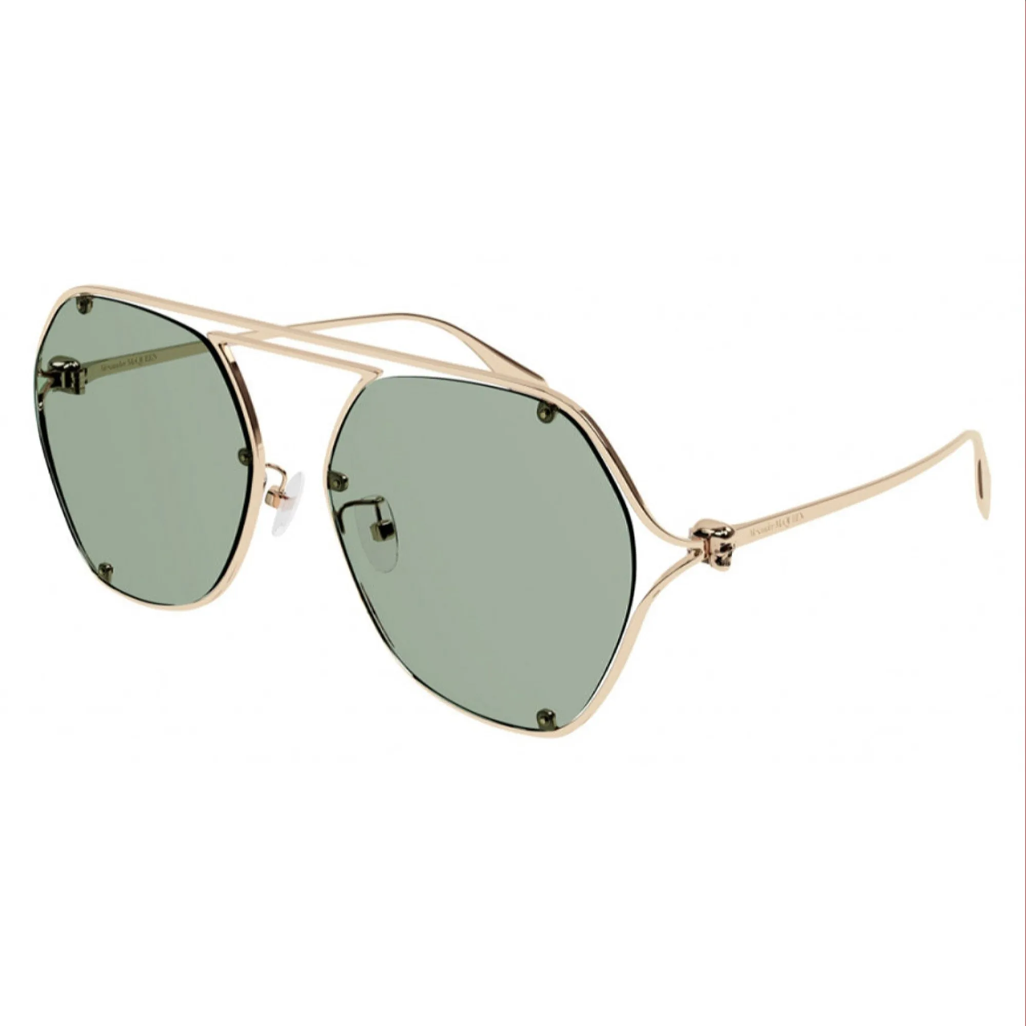 Alexander McQueen Women's Sunglasses Spring Summer Gold Green Nylon Nylon Pink AM0367S 003