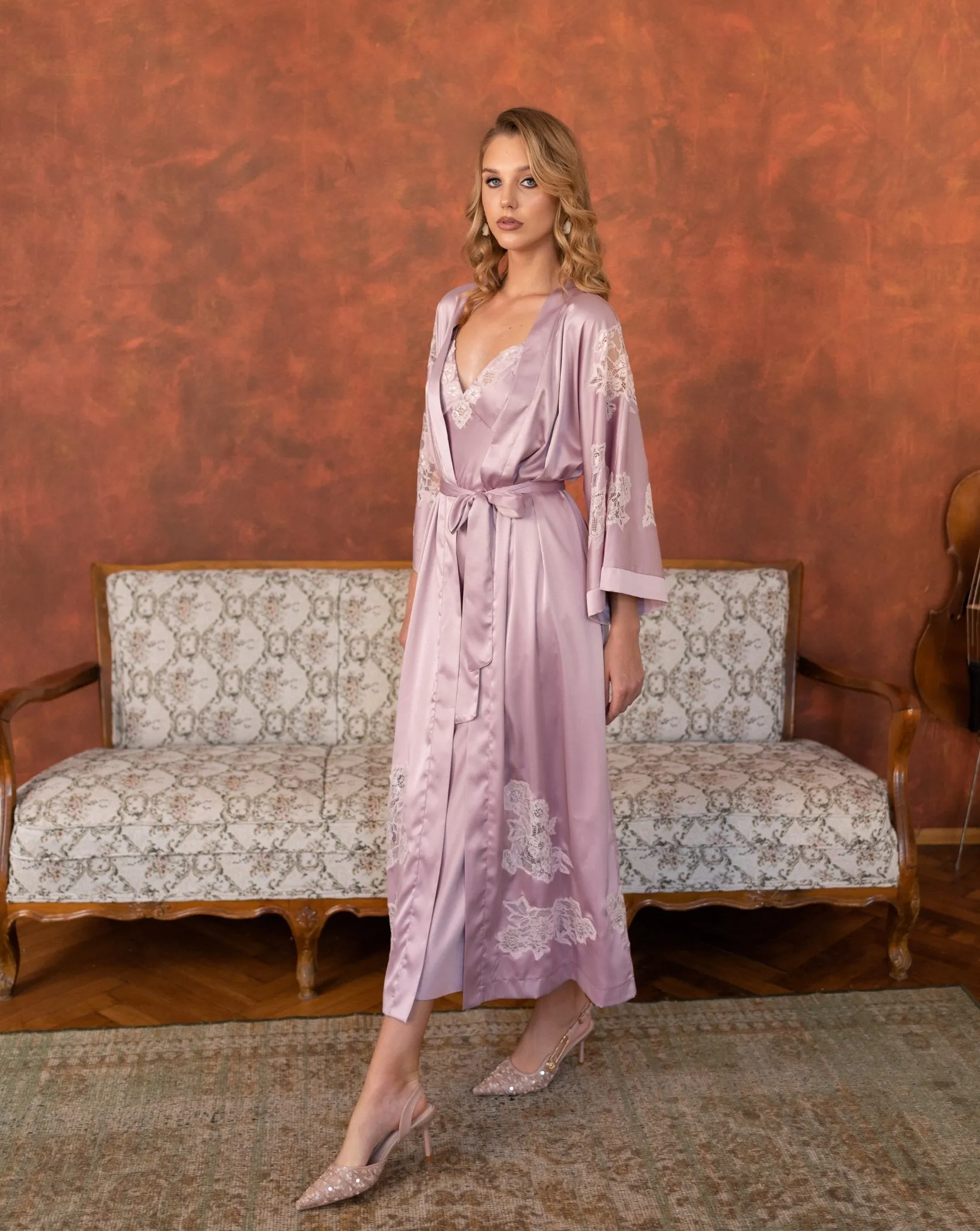 Amelie Silk Robe and Nightgown Set