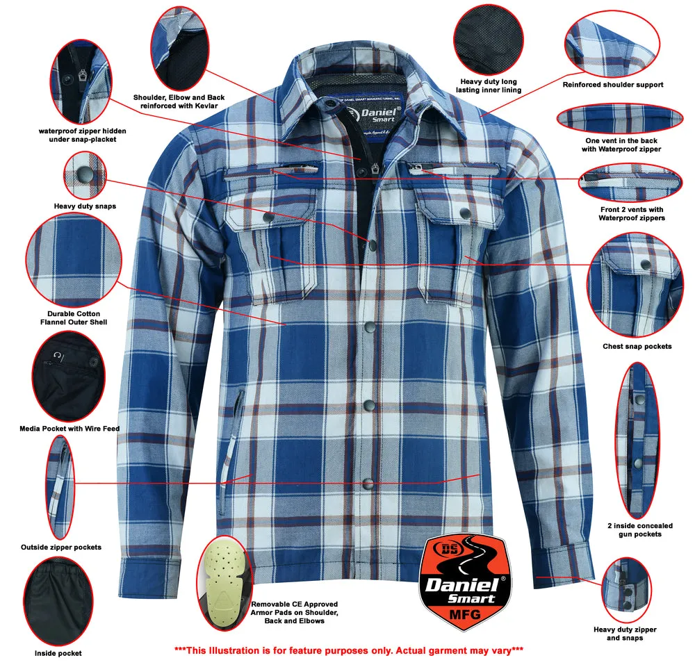 Armored Flannel Shirt - Blue, White & Maroon