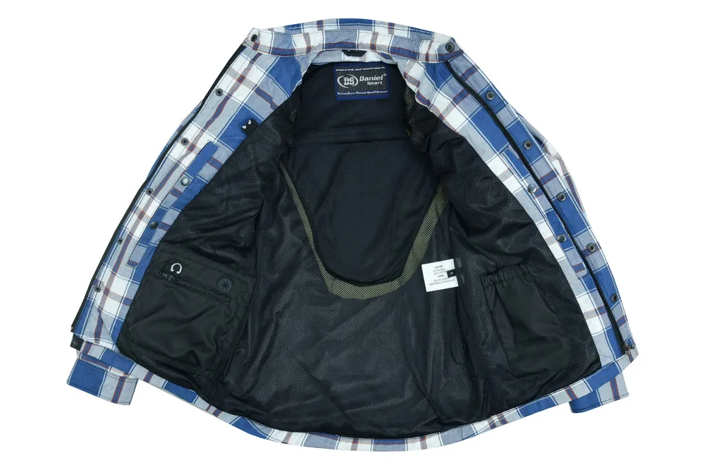 Armored Flannel Shirt - Blue, White & Maroon