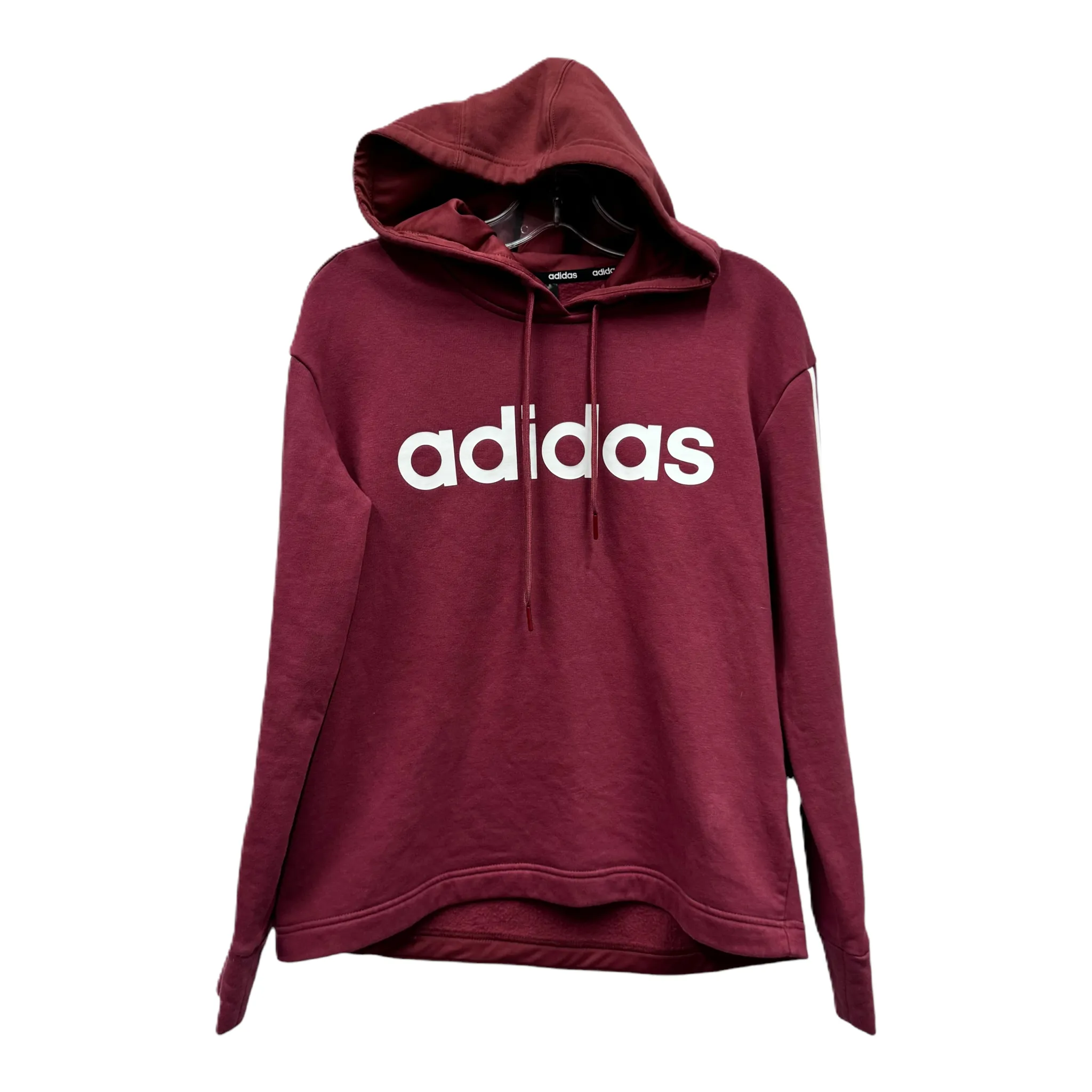 Athletic Top Long Sleeve Hoodie By Adidas In Red, Size: M