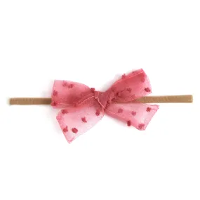 Baby Bow - Mulberry Sheer Dot