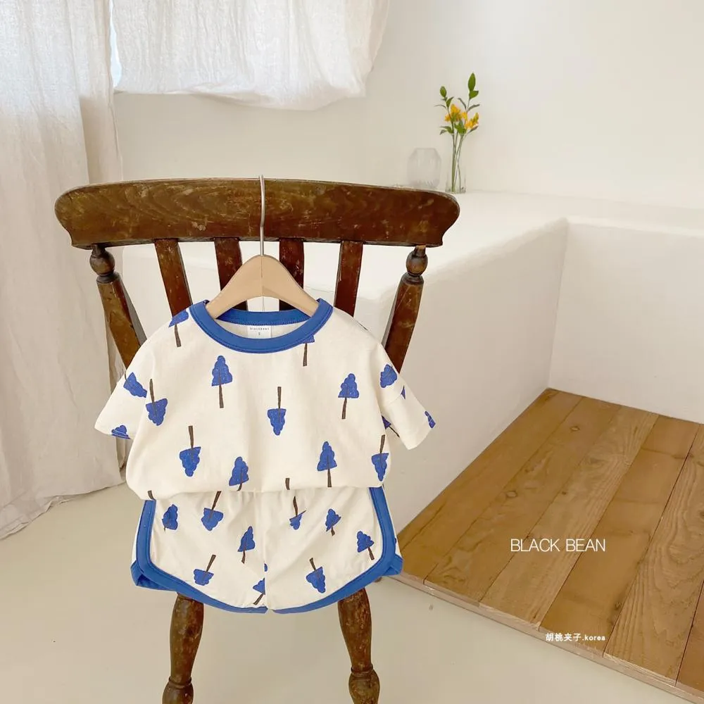 Baby Boy Tree Print Summer Two Piece Set Wholesale Baby Clothes