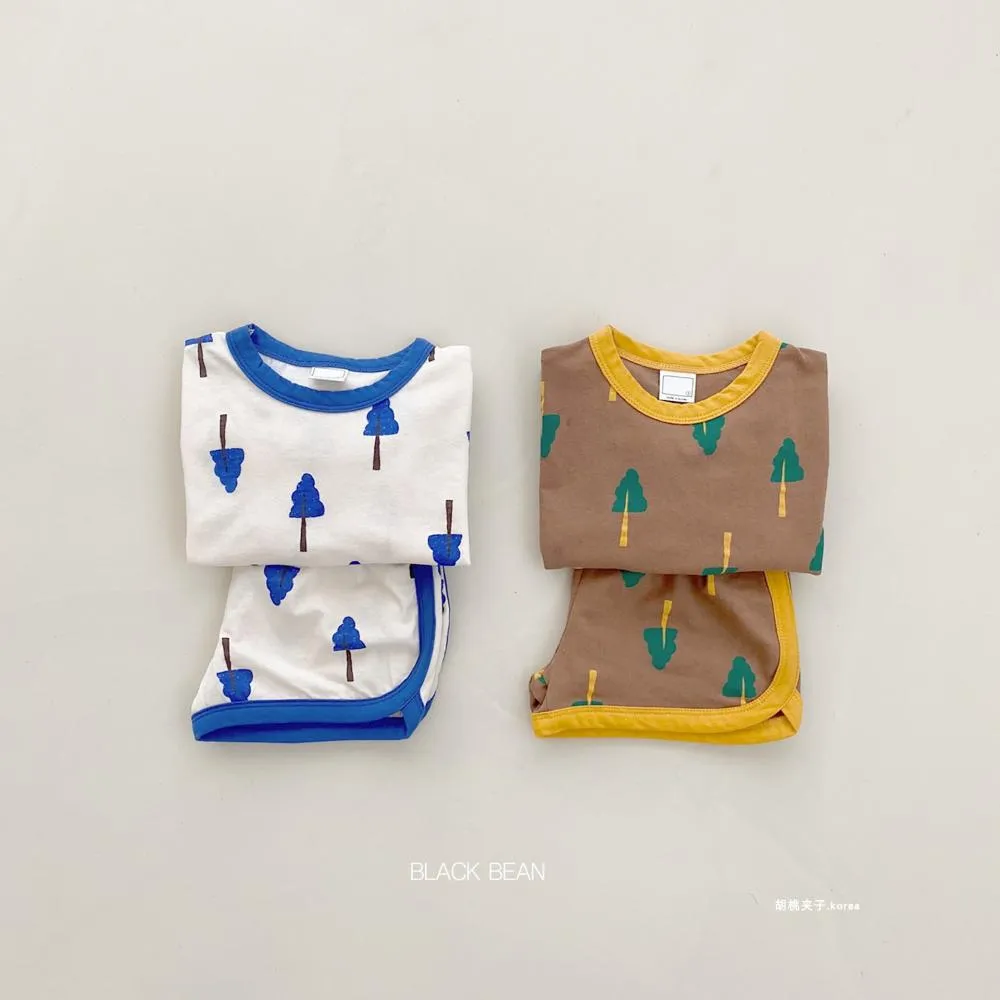 Baby Boy Tree Print Summer Two Piece Set Wholesale Baby Clothes