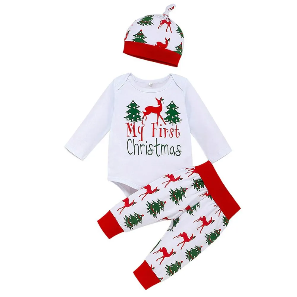 Baby Christmas Set   Hat   Headband Baby Christmas Romper Wholesale Baby Clothes