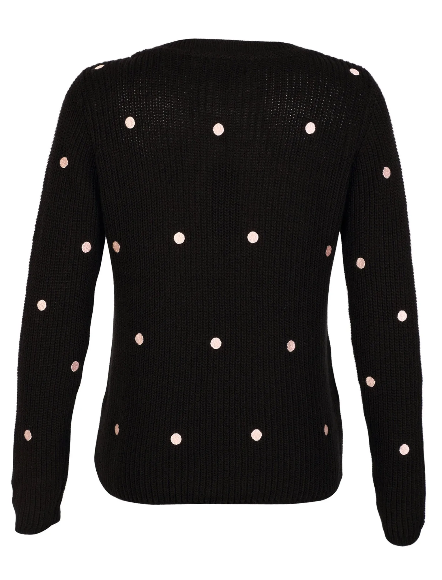 Balsam Crew Neck Rib Knit Polka Dot Jumper in Anthracite - Amara Reya