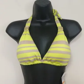 Bar III Crushed Yellow Triangle Halter Bikini Top