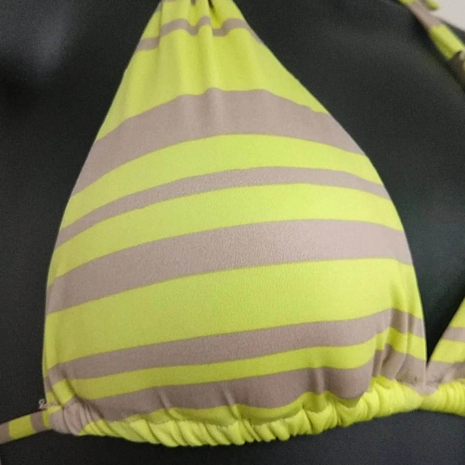 Bar III Crushed Yellow Triangle Halter Bikini Top