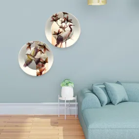 Beautiful Birds Design Art Hanging Plates of Two Pieces