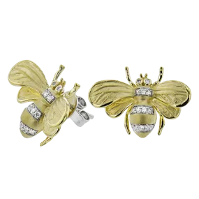 Bee Stud Earrings in 18k Gold with Diamonds