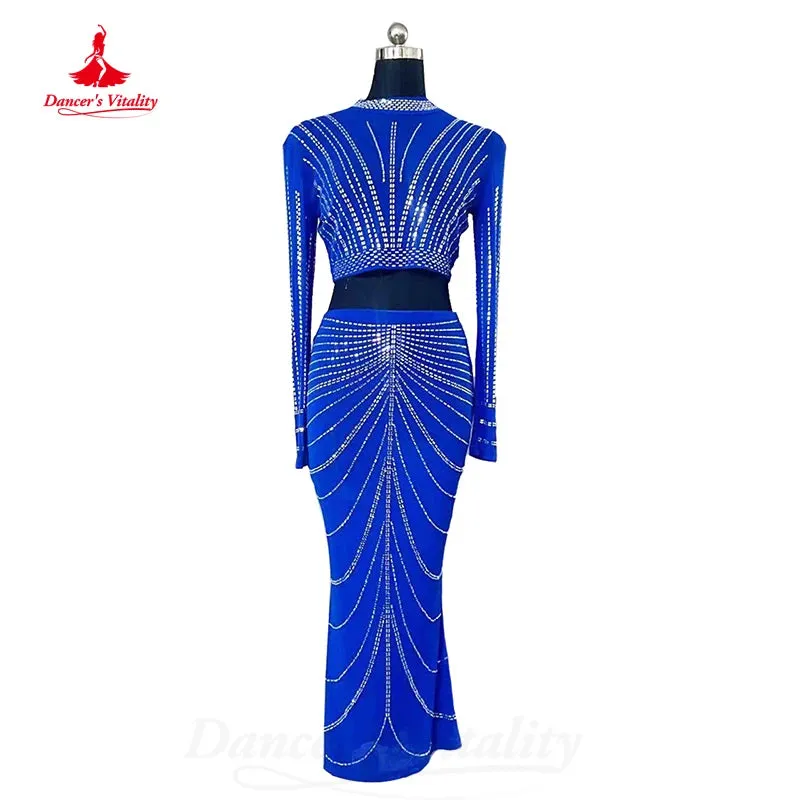 BellyDance Costume  Light Luxury Set Long Sleeved Top Wrap Buttocks Long Skirt 2pcs Women's Oriental Dance Performance Costumes