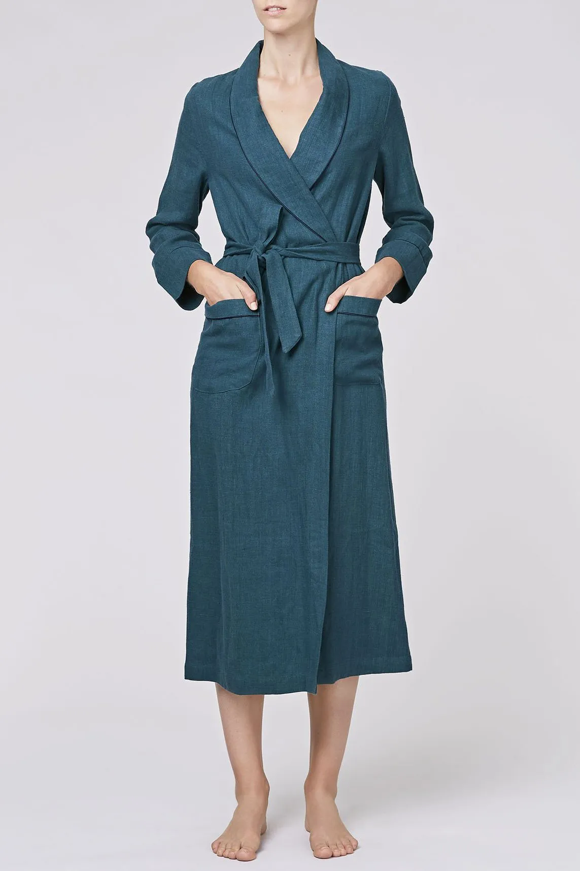 BIANCA LINEN LONG ROBE - Archive