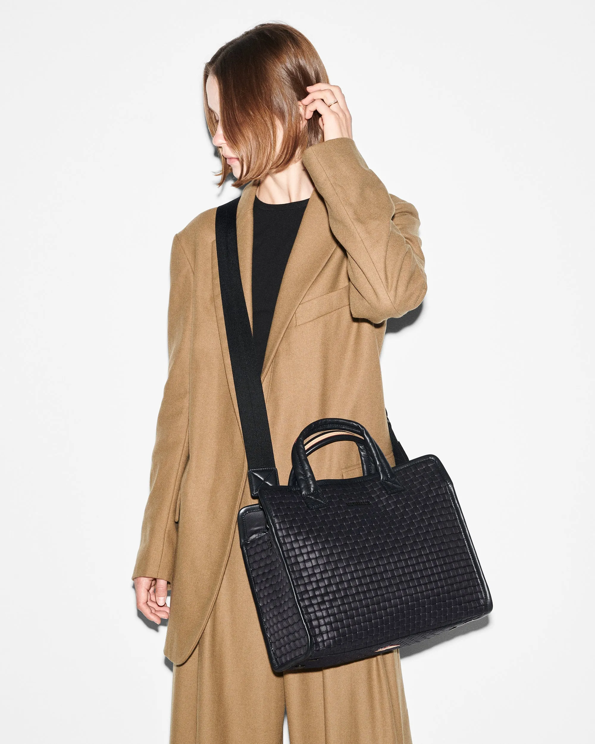 Black Medium Woven Box Tote