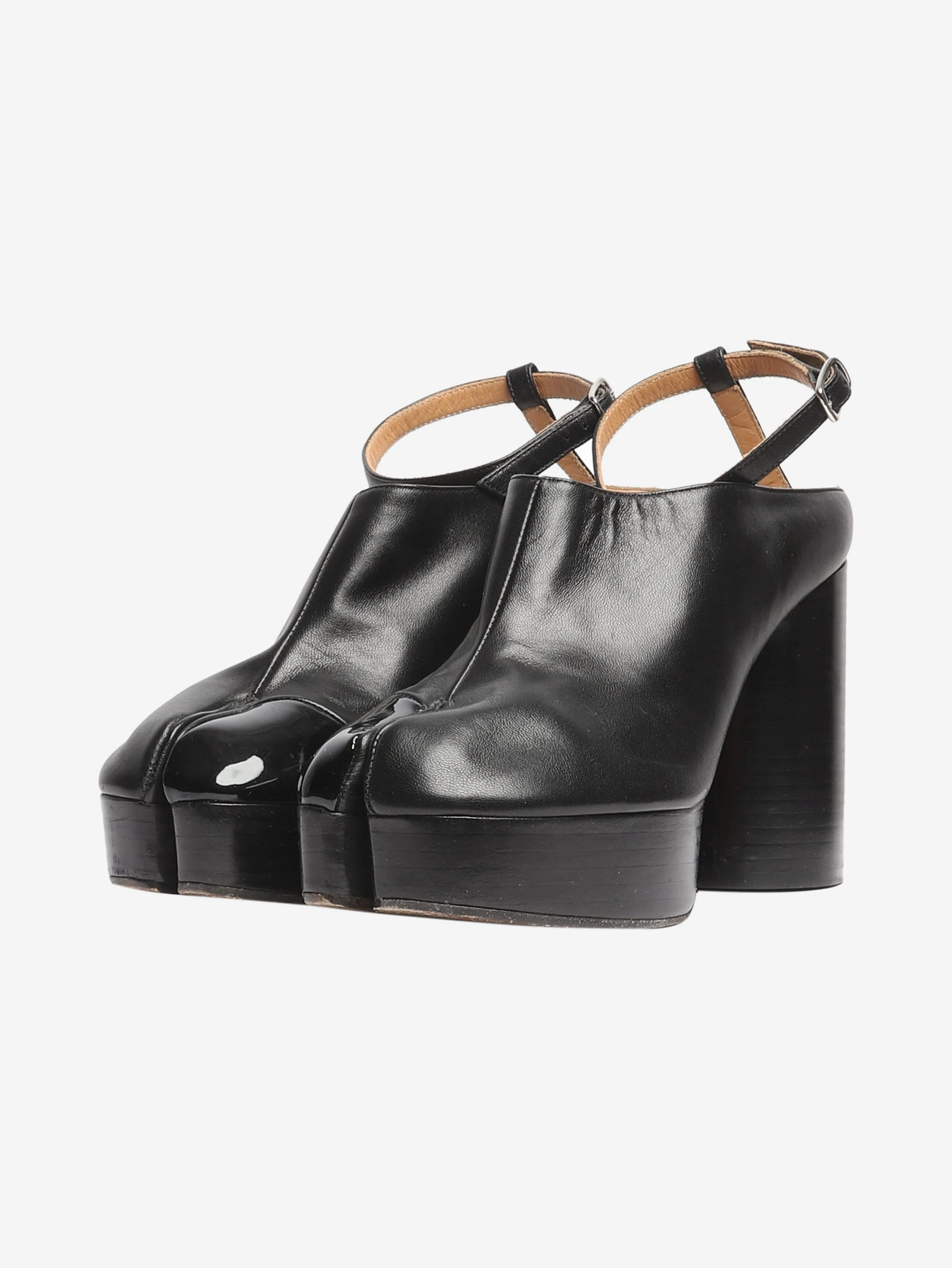 Black Tabi leather platform mules - size EU 38.5