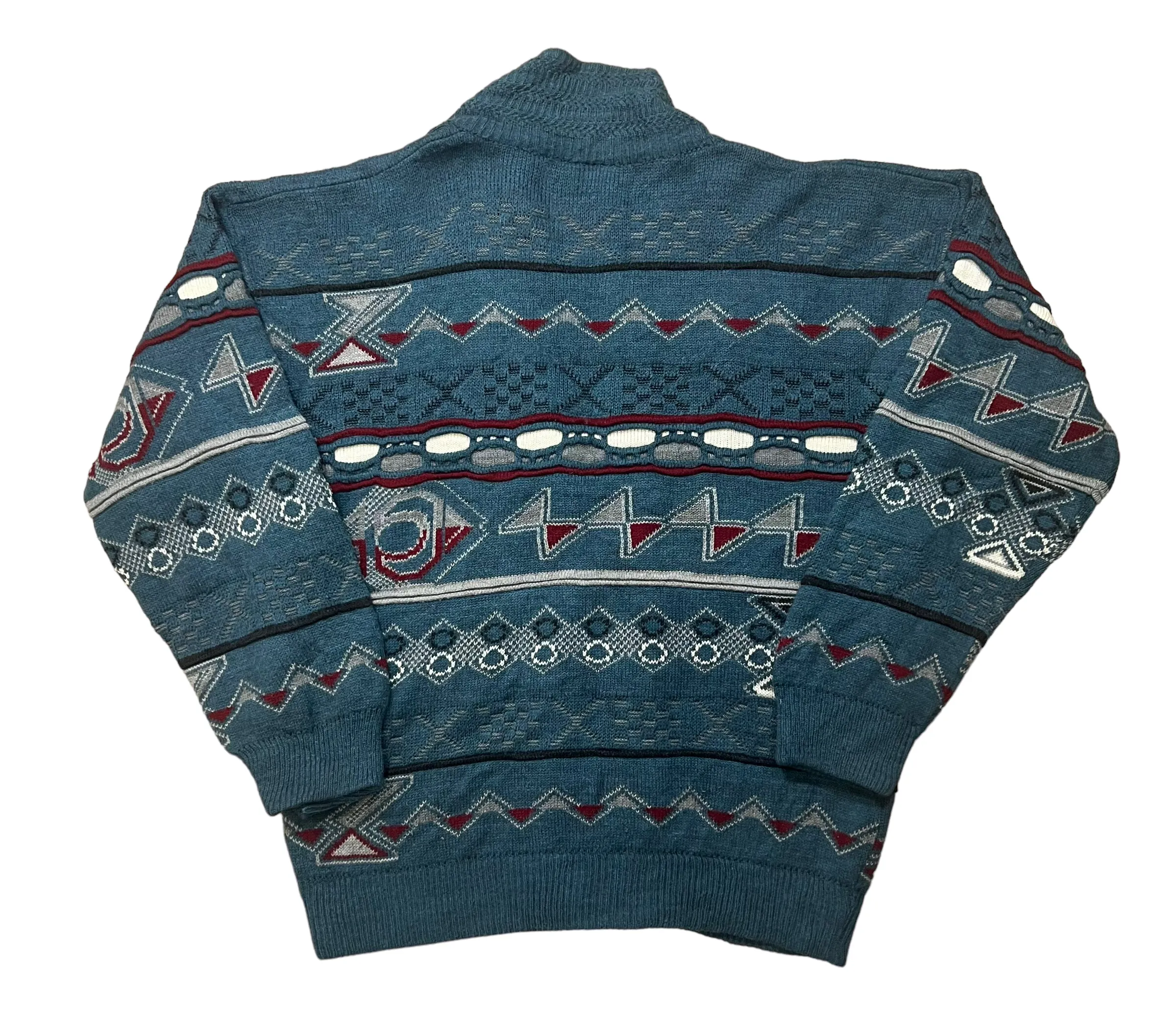 Blue Multicoloured "Coogi Style" Knitted Jumper