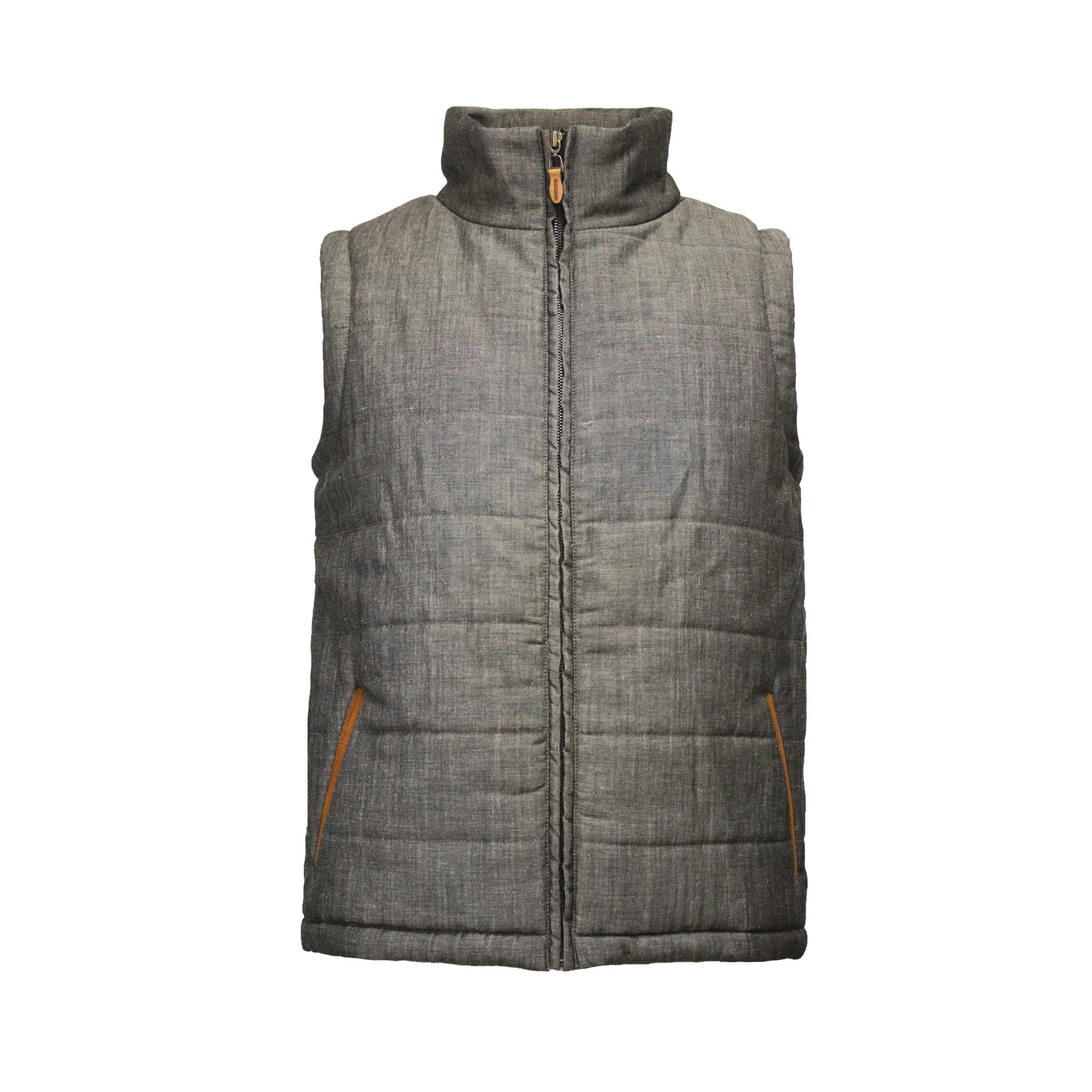 Bodywarmer puffer Vest in Wool Linen