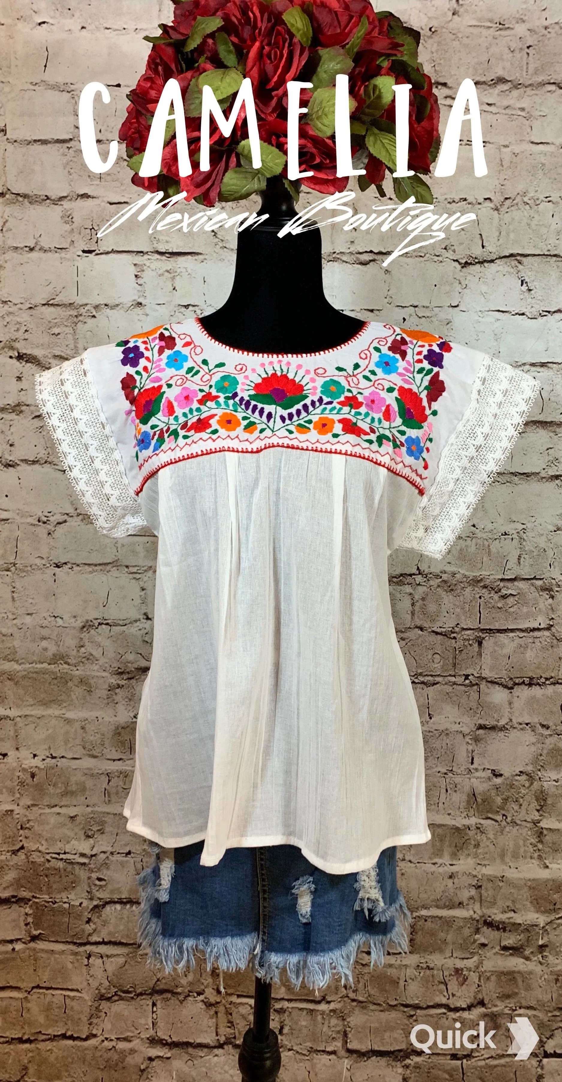 Boho Peasant Mexican Blouse Split Back Lace