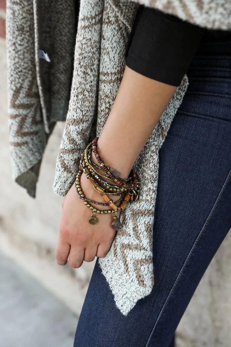 Boho Stone and Bead Stack Bracelet