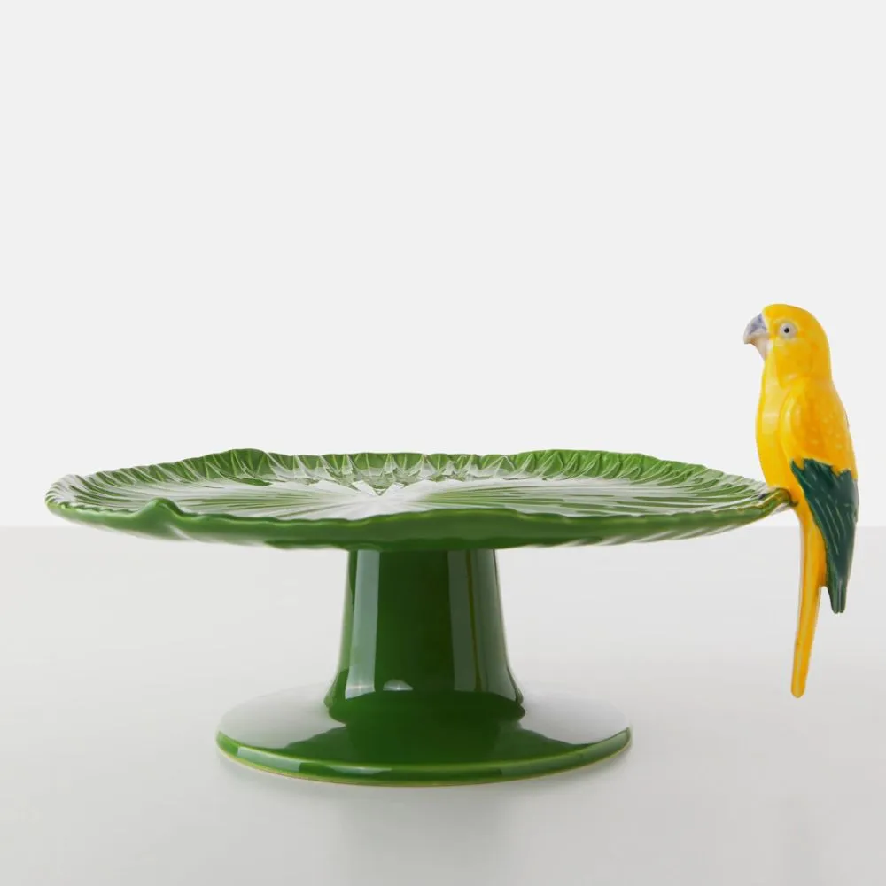 Bordallo Pinheiro Amazonia cake stand with Macaw