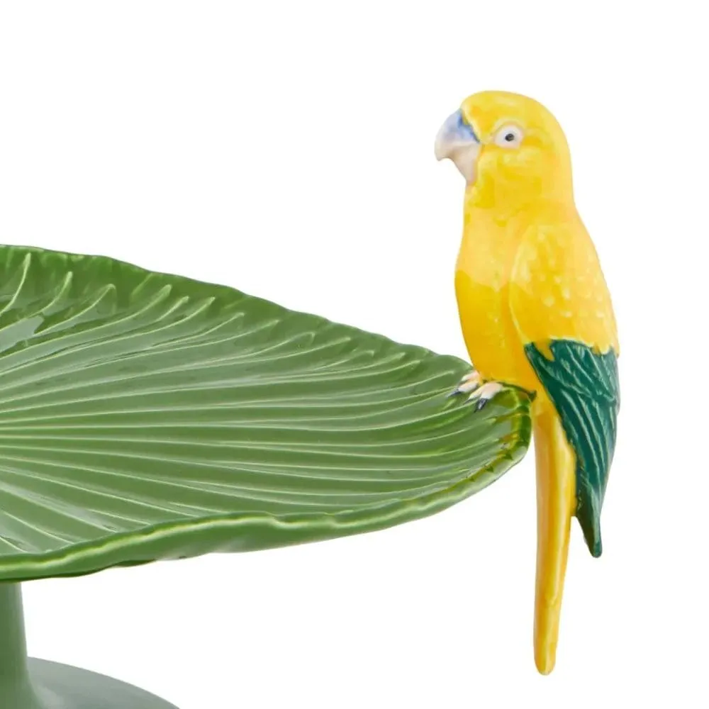 Bordallo Pinheiro Amazonia cake stand with Macaw