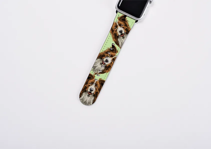 Border Collie Mint Apple Watch Strap