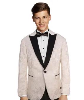 Boy's Ivory/Black Stylish Paisley Tuxedo Dinner Jacket