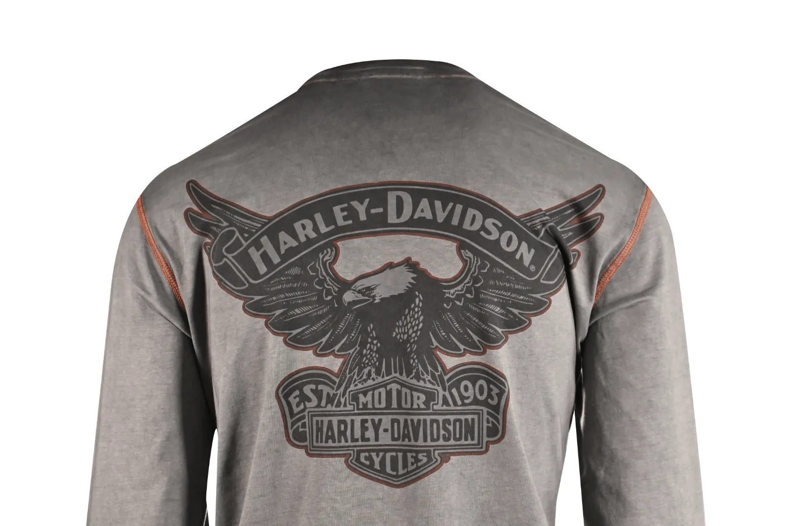 Branded  Men's T-Shirt Grey Distressed Iron Block Long Sleeve (S48)