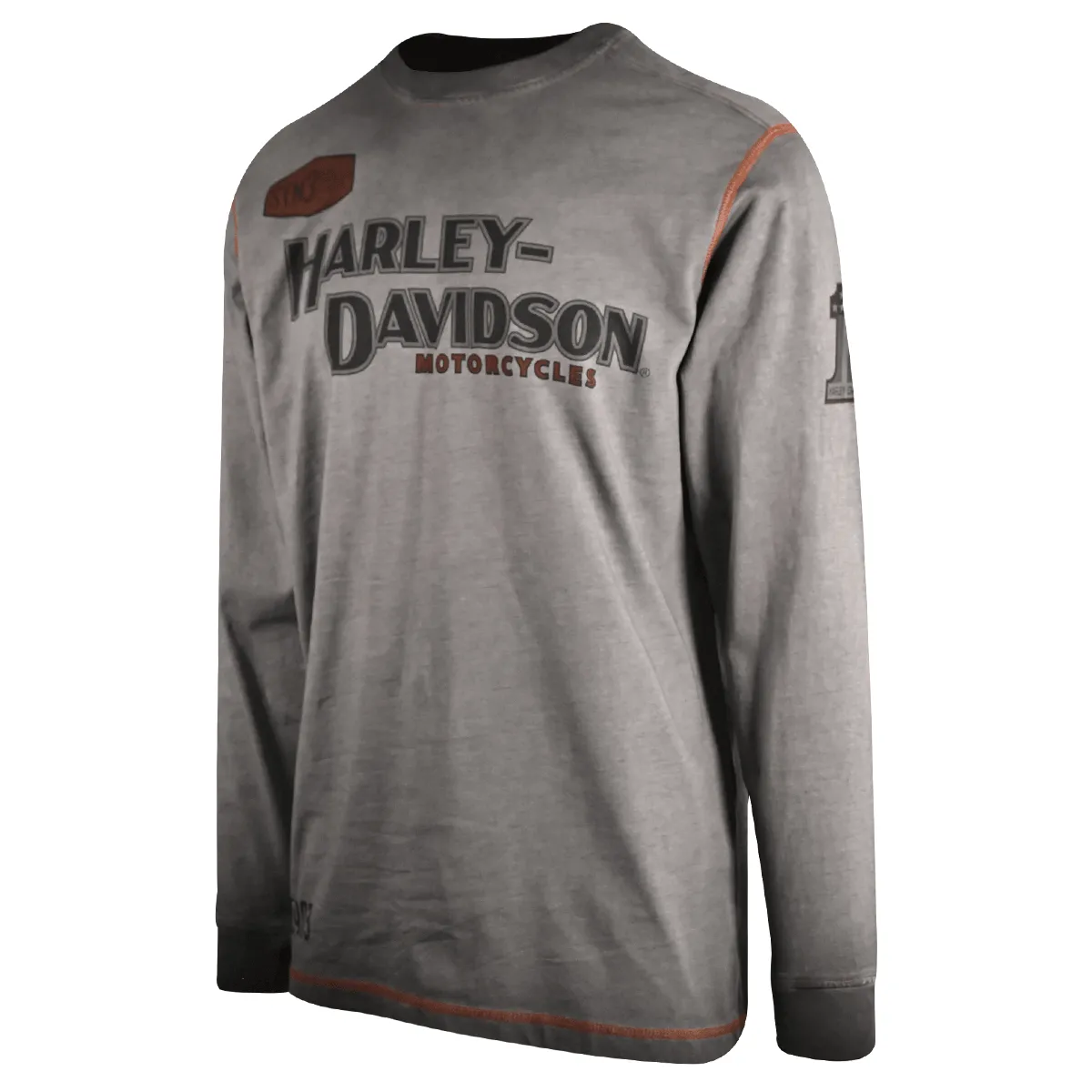 Branded  Men's T-Shirt Grey Distressed Iron Block Long Sleeve (S48)