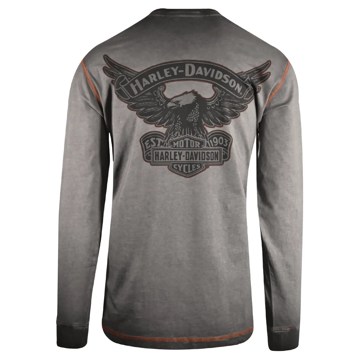 Branded  Men's T-Shirt Grey Distressed Iron Block Long Sleeve (S48)