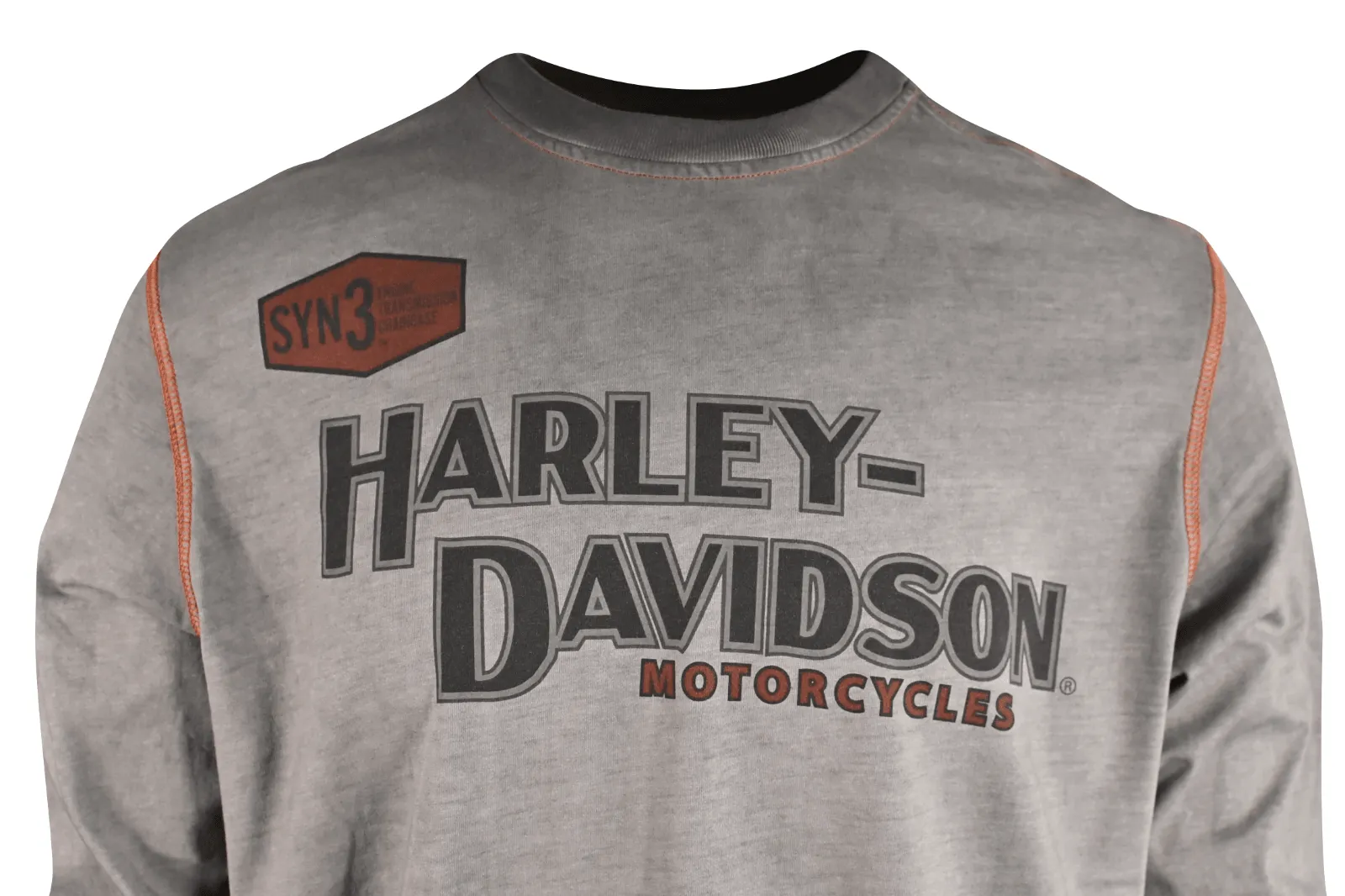 Branded  Men's T-Shirt Grey Distressed Iron Block Long Sleeve (S48)