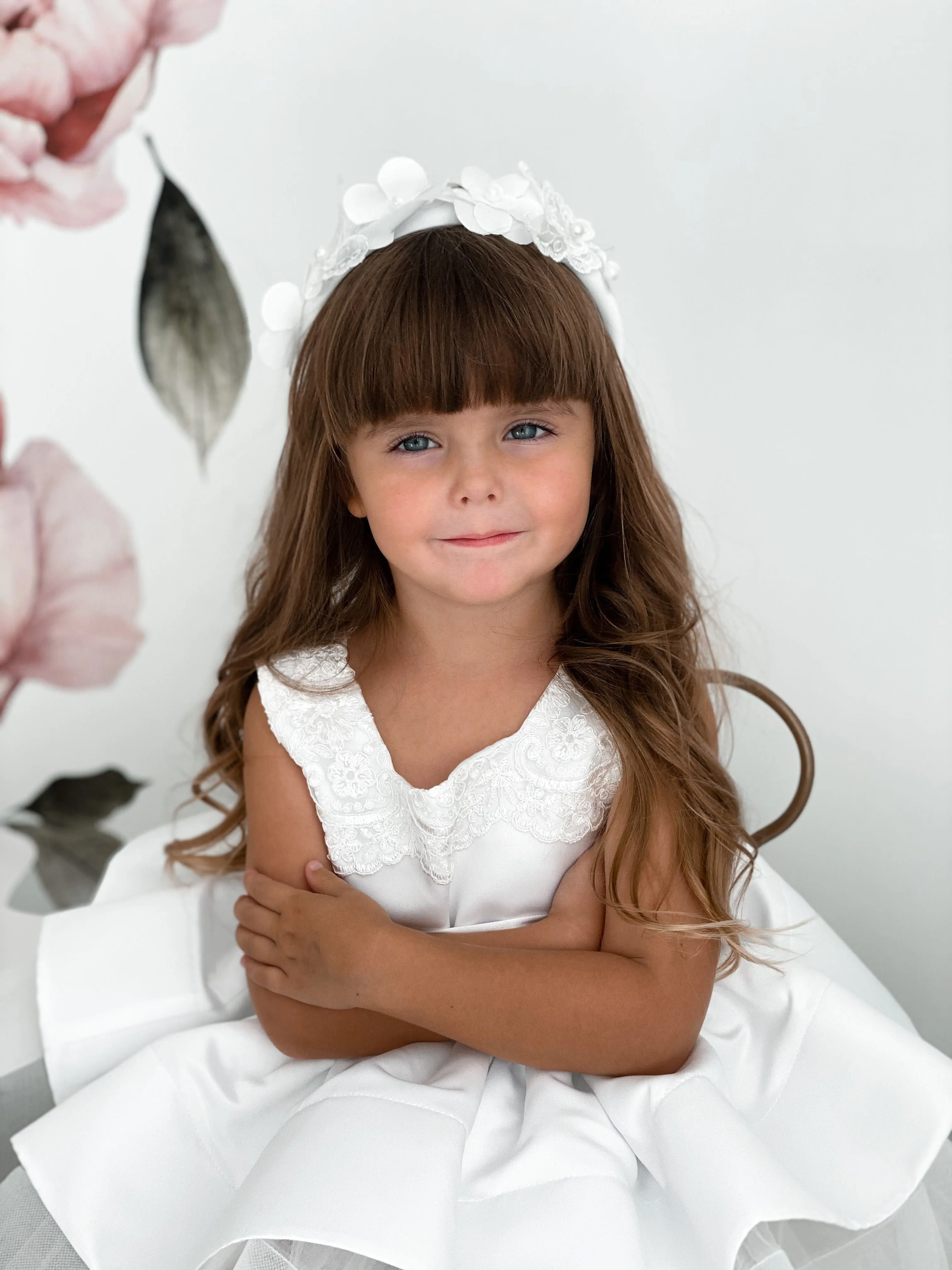 Butterfly White Satin Headband