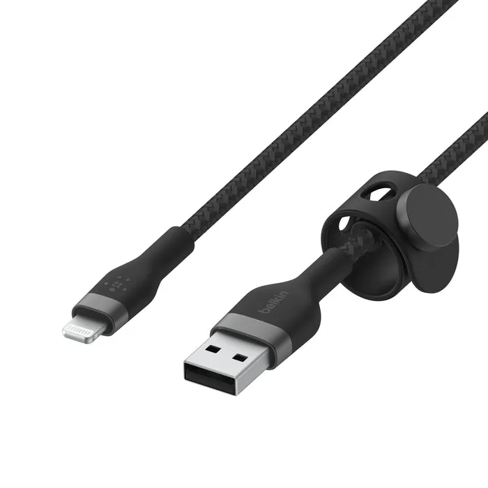 Cable BoostCharge Pro Flex USB a Lightning de silicona y trenzado de Belkin 1 metro negro