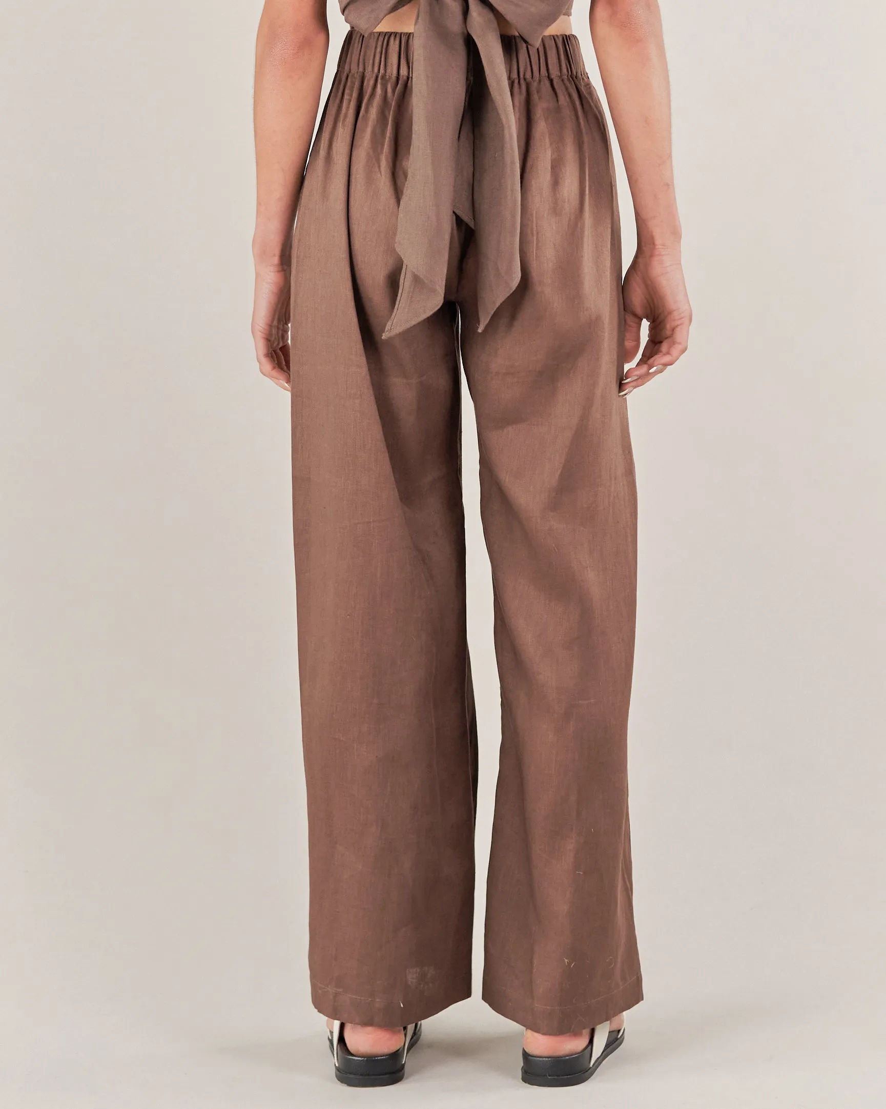 Cancun Linen Pant - Chocolate