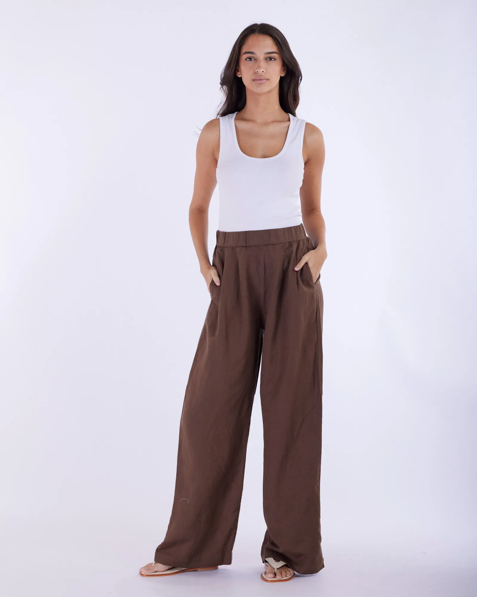 Cancun Linen Pant - Chocolate