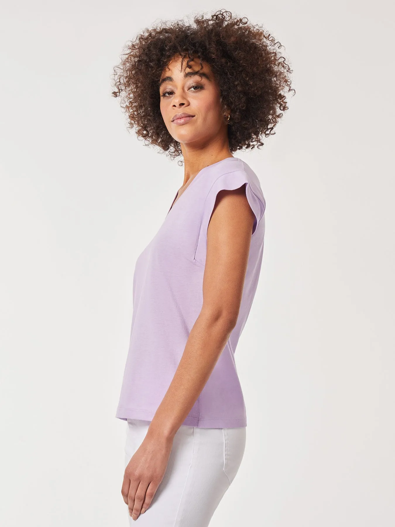 Cap Sleeve V-Neck Top