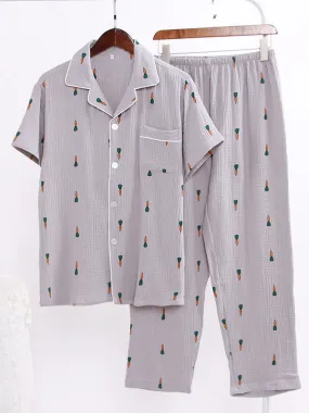 Carrot Print Couple Pajama Set