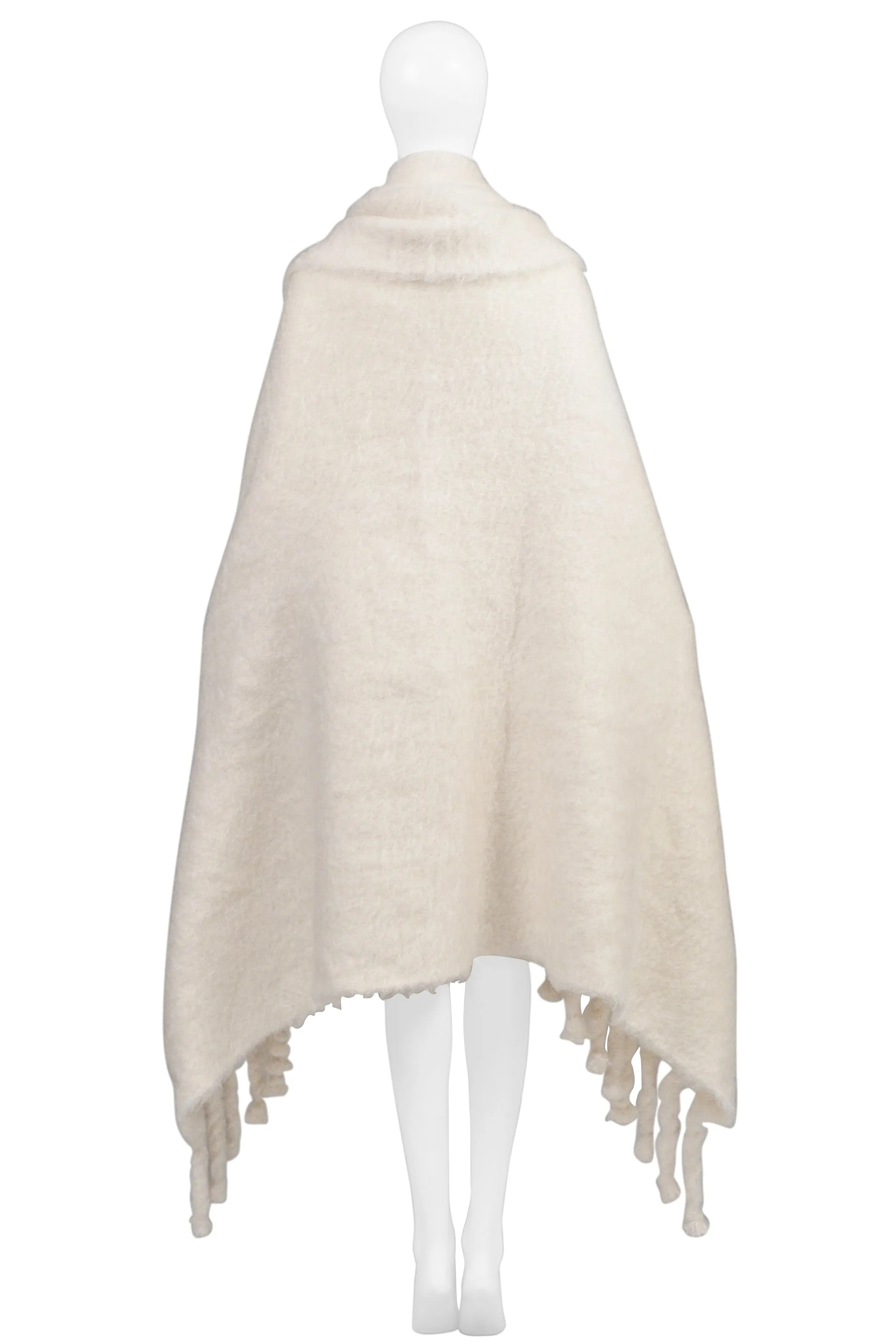 CELINE BY PHOEBE PHILO OFF-WHITE MOHAIR BLANKET WITH GIANT FRINGE 2017