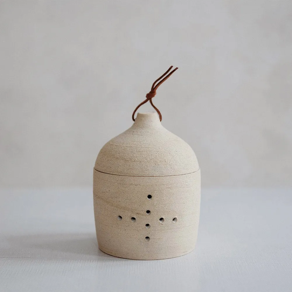 Ceramic Garlic Keeper - Leather Top