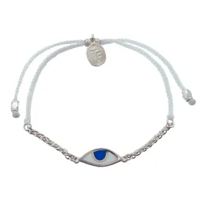 CHAIN & CORD EYE PROTECTION BRACELET - WHITE - SILVER